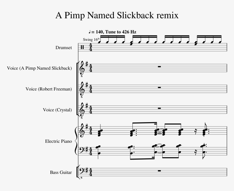 A Pimp Named Slickback Remix Sheet Music For Piano,, transparent png #6610081