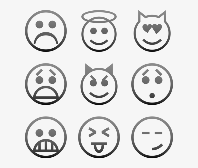 Classic Emoticons Icon In Style Simple Black Gradient, transparent png #6614034