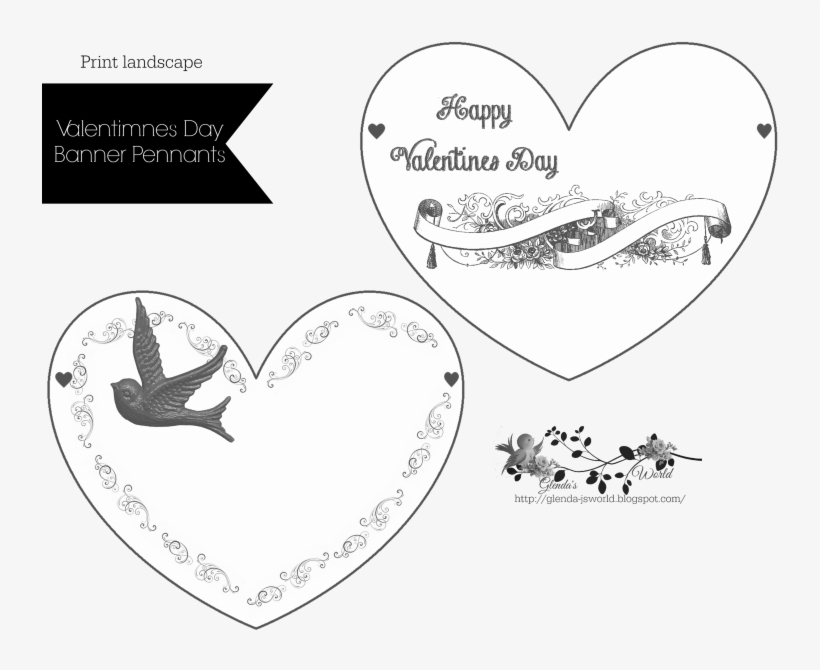 Valentine Heart Banner Pennants, transparent png #6626635