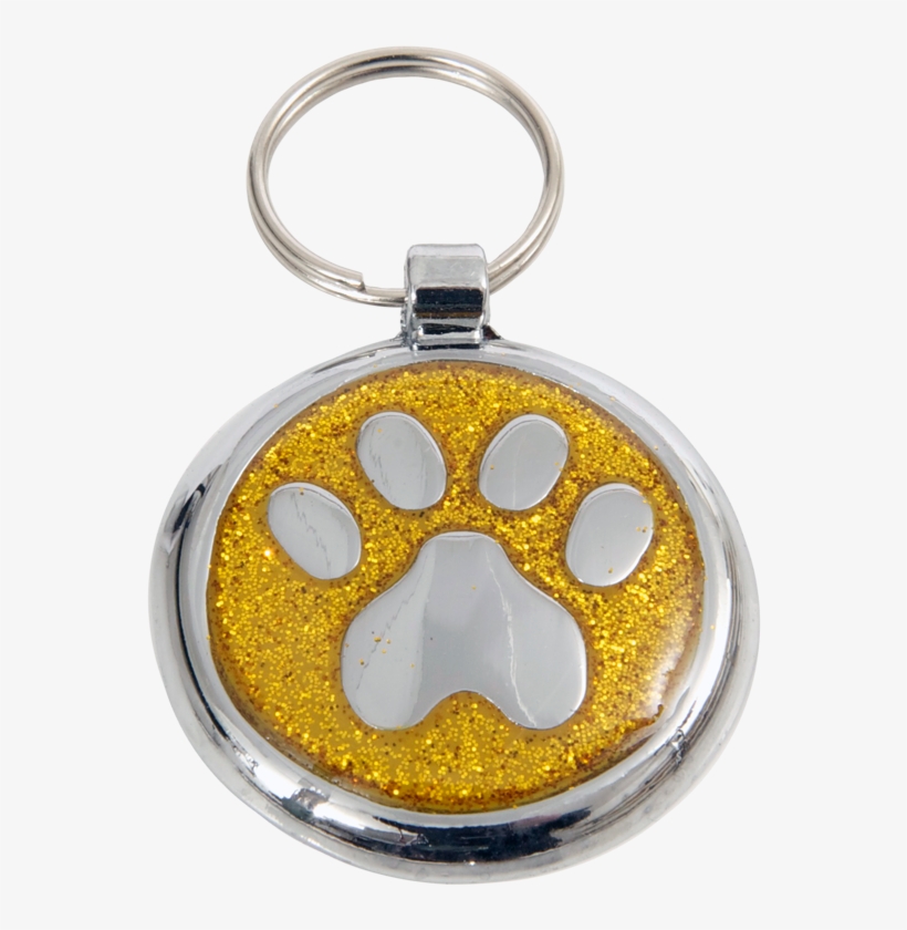 Luxury Designer Dog Tag Glitter Yellow Gold Paw Print, transparent png #6647527