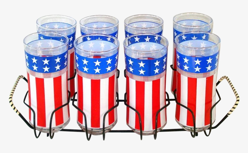 A Set Of Eight Glass Tumblers In A Wire Carry Caddy,, transparent png #6649402