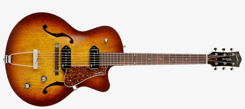Godin 5th Avenue Cutaway Kingpin Ii P90 In Cognac Burst, transparent png #6650181