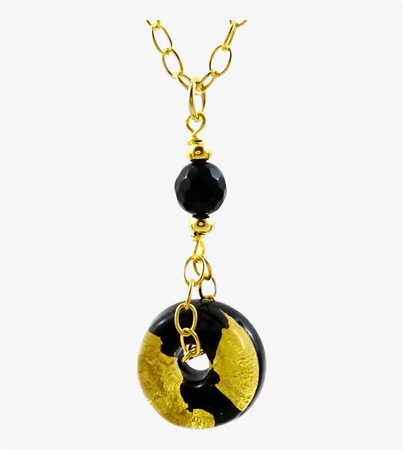 Savvy Cie 24k Gold Leaf Murano Life Saver Onyc Necklace, transparent png #6652816
