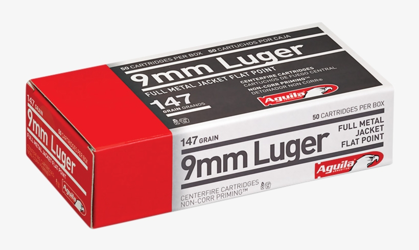 Aguila 1e097719 9mm Luger 147 Gr Full Metal Jacket, transparent png #6658276