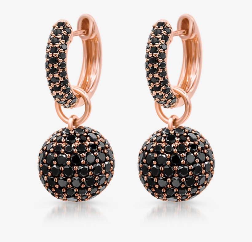 Baby Hoop Earrings With Black Diamonds Spheres, transparent png #6658814