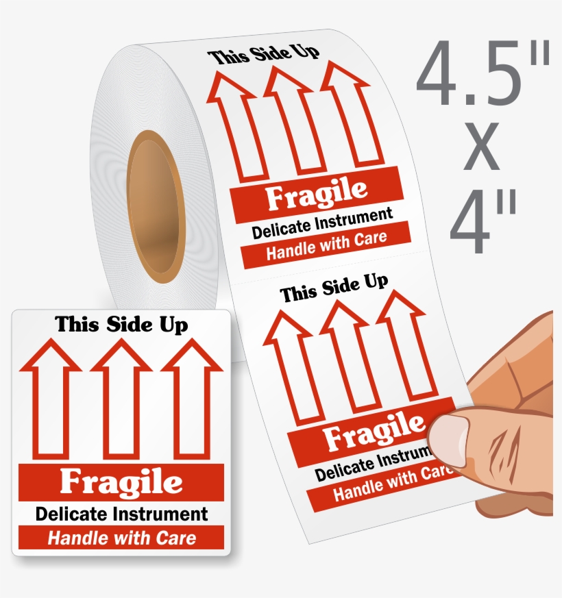 Fragile This Side Up Labels Roll, transparent png #6690903