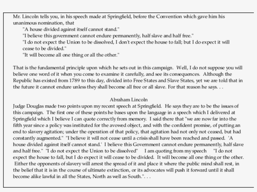Excerpts From The Lincoln/douglas Debate, transparent png #6693837