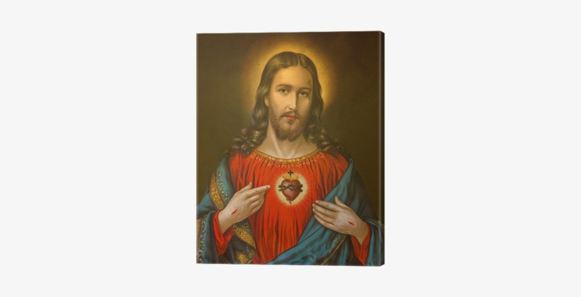 Typical Catholic Image Of Heart Of Jesus Christ Canvas - Jesus Christ, transparent png #670193