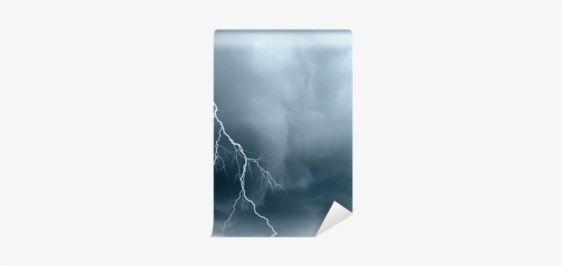 Stormy Sky With Lightning And Black Clouds Wall Mural - Lightning, transparent png #671230