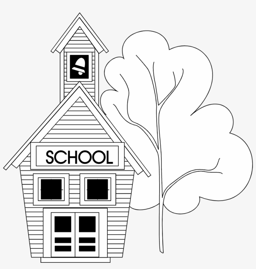 School - School Clipart Black And White Transparent, transparent png #671399