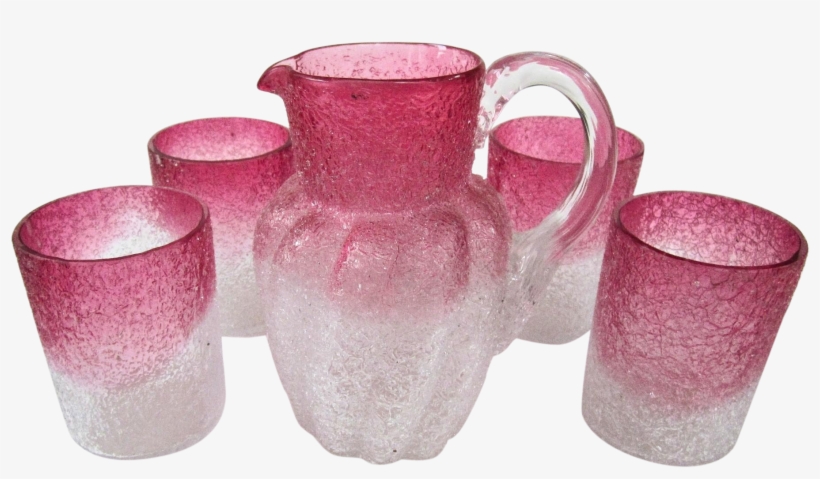 Boston And Sandwich Overshot Crackle Clear To Cranberry - Vase, transparent png #671576
