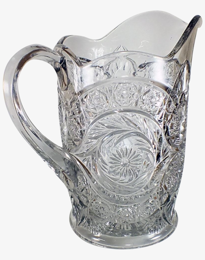 Antique Cut Glass Milk Pitcher Circa Early 1900's Found - Glass, transparent png #671624