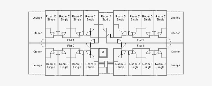 Typical Plan Form Of A Modular Student Residence Showing - Dormitory, transparent png #672069