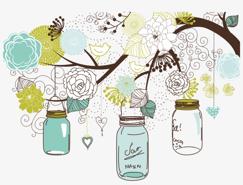 Mason Jar Clipart Baby Shower - Hanging Mason Jar Vector, transparent png #672582