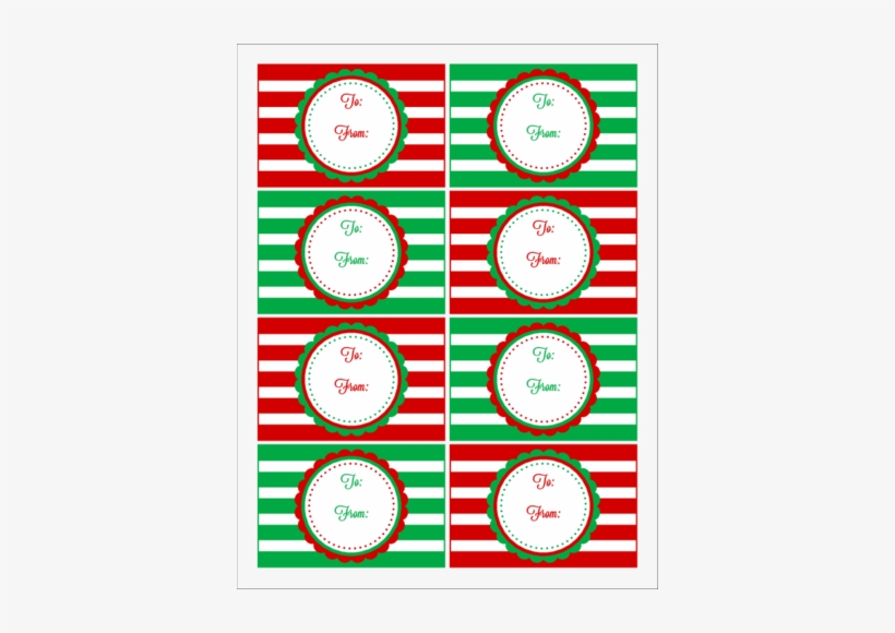 Red & Green Striped Christmas Gift Tag Labels - Christmas Day, transparent png #673154