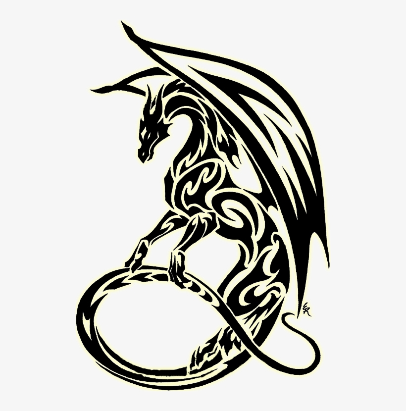 Clipart Black And White Dragon Clipart Best Symbol - Tribal Dragon Tattoo, transparent png #673638
