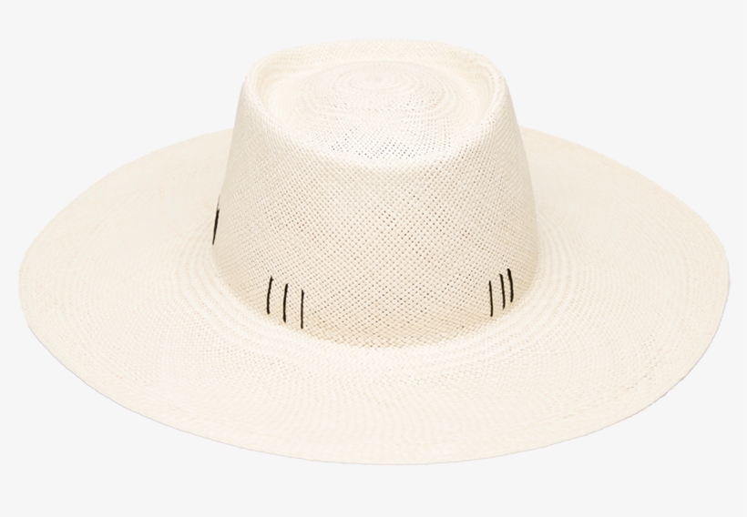 White Woven Straw Beach Hat With Black Detail - Beige, transparent png #674055