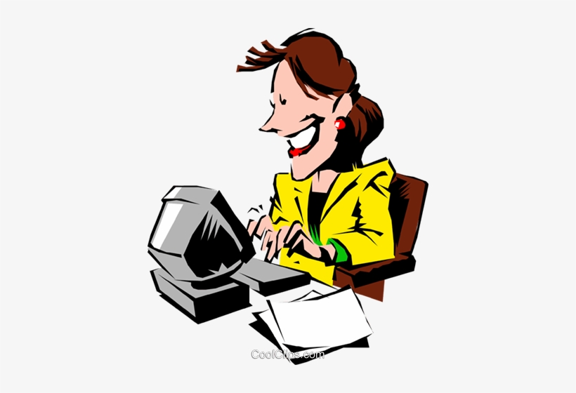 Cartoon Woman Typing At Computer Royalty Free Vector - Professional Woman Cartoon, transparent png #674335