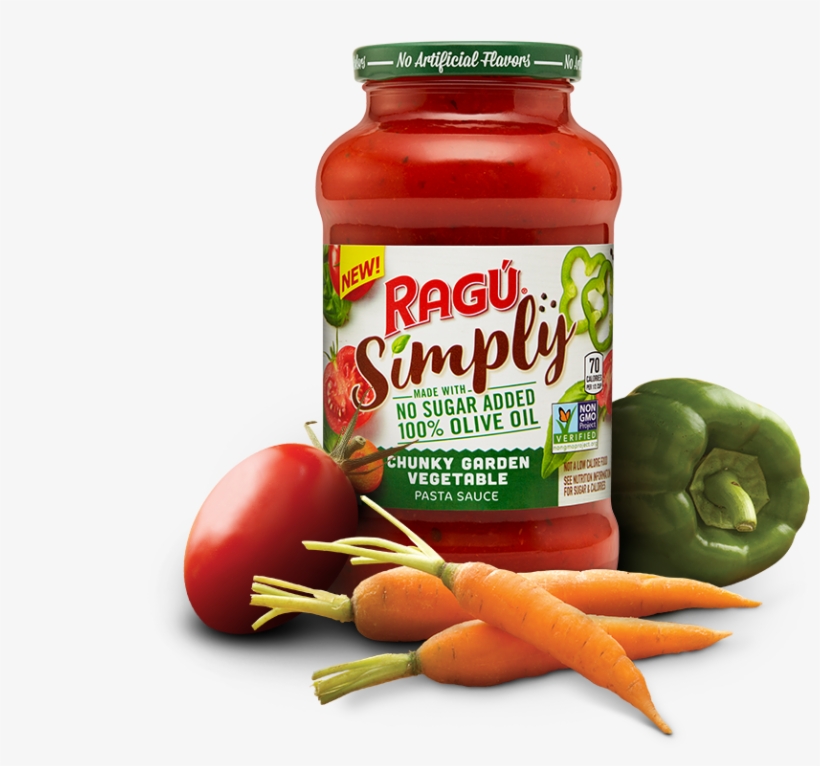 Ragú Simply Chunky Garden Vegetable Pasta Sauce - Ragù, transparent png #674552