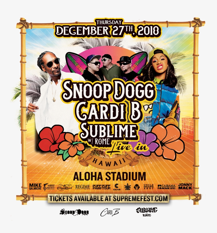 Snoop Dog Cardi B Sublime W/rome Dec 27 Concert Flyer - Concert, transparent png #676005