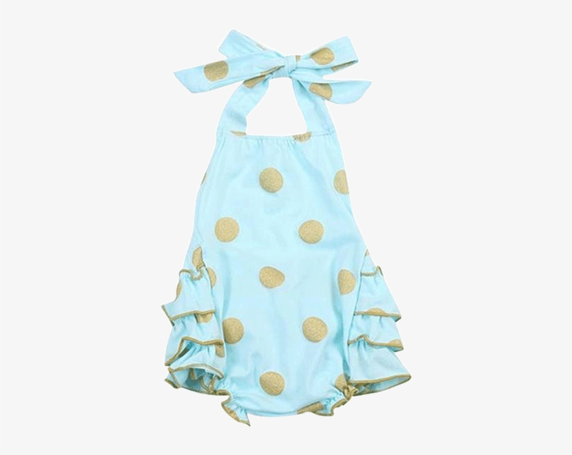 Petite Bello Playsuit Blue / 3-6 Months Emmalyn Gold - Baby Girl First 1st Birthday Outfit Romper Hat Photo, transparent png #676333