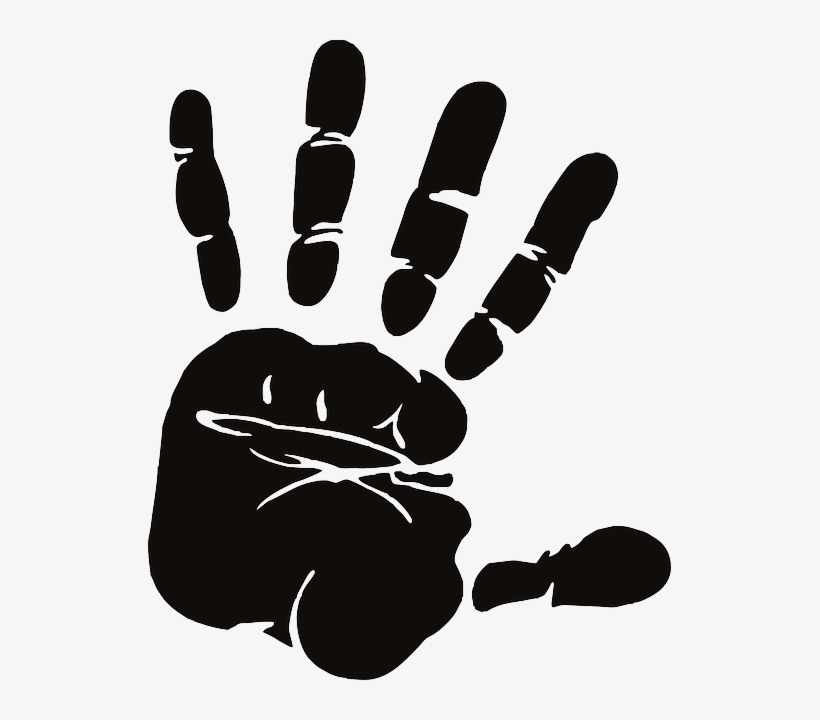 Hand, Palm, Fingers, Spread, Silhouette, Stop, Halt - Hand Print Clipart Black And White, transparent png #676736