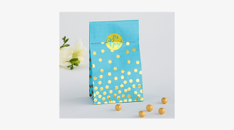 Blue & Gold Polka Dot Baby Shower Treat Bags 20ct - Baby Shower 'it's A Boy' Paper Favor Bags (20ct), transparent png #676796