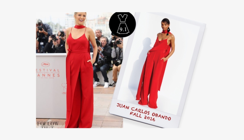 Blake Lively In Juan Carlos Obando - Blake Lively Cannes Red Jumpsuit, transparent png #677097