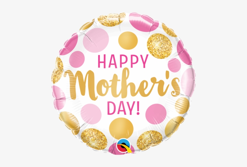 Happy Mother's Day Foil Pink & Gold Dot Balloon - Birthday Pink & Gold Dots Foil Mylar Balloon 18", transparent png #677248