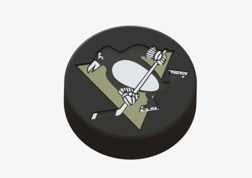 Pittsburgh Penguins Logo On Ice Hockey Puck 3d Print - Pittsburgh Penguins, transparent png #679365