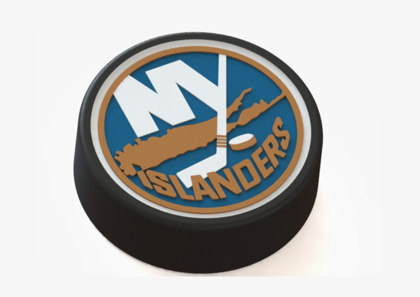 New York Islanders Logo On Ice Hockey Puck 3d Print - New York Islanders, transparent png #679934