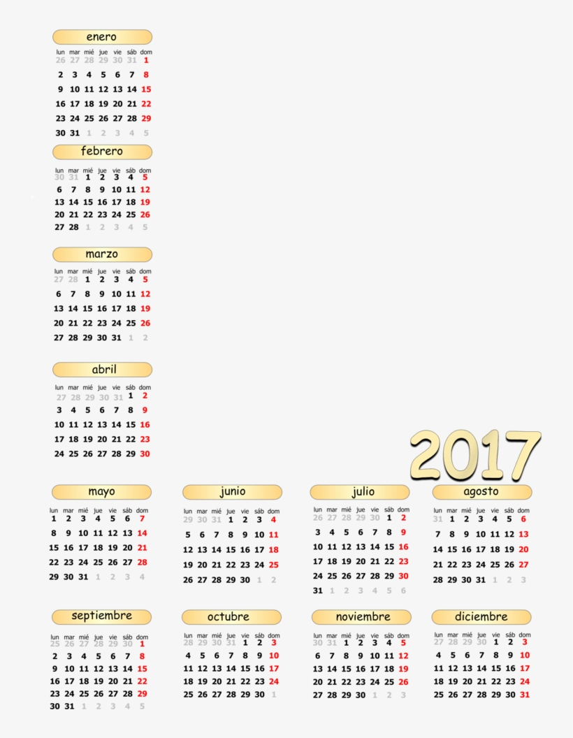 Calendario Png 2017, transparent png #6700641