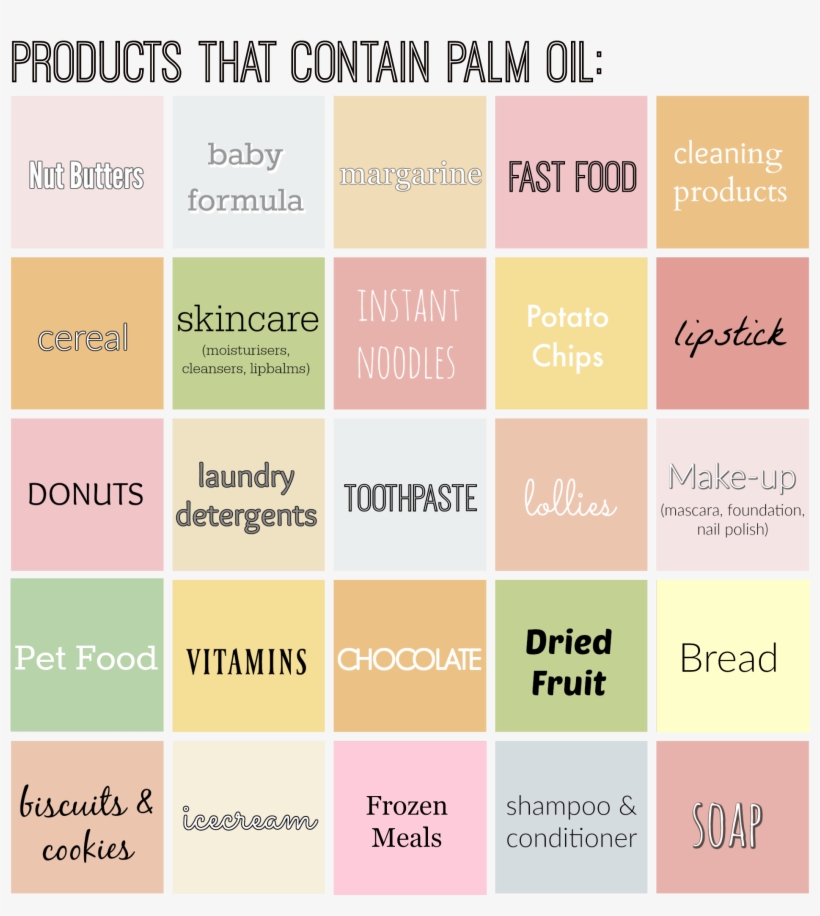 Table Of Products That Contain Palm Oil, transparent png #6702096