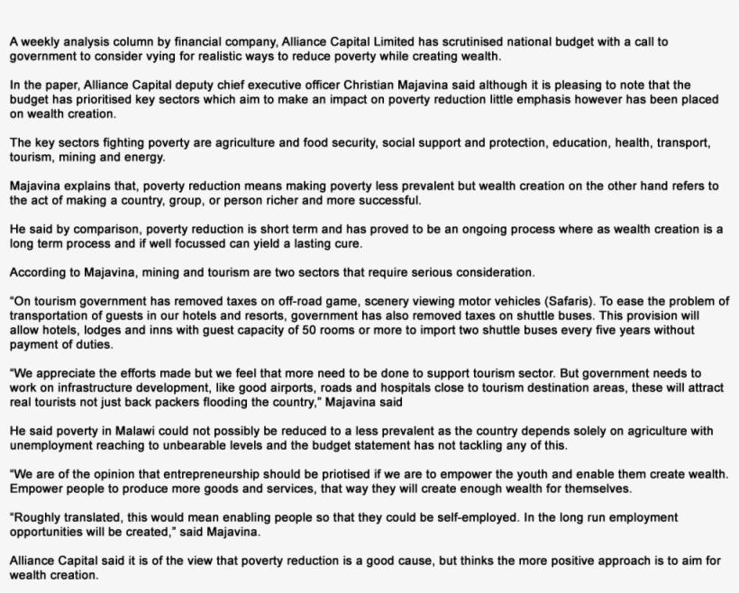 Alliance Capital Calls For Realistic Ways Of Wealth, transparent png #6704679