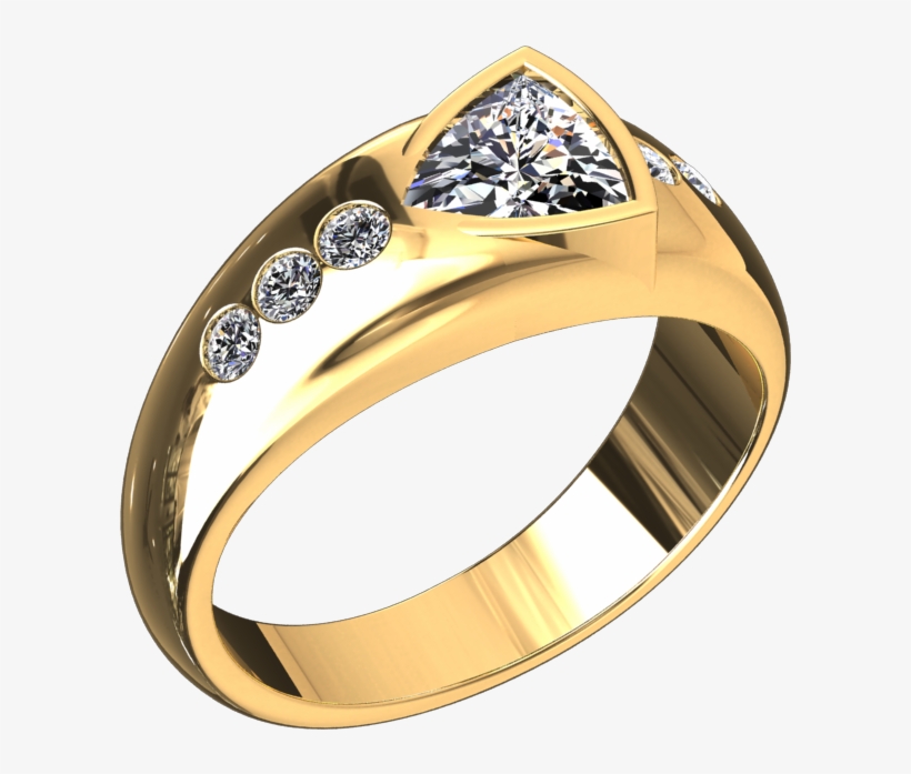 1/2 Carat Trillion Cut Diamond Ring In 18k Yellow Gold, transparent png #6708867