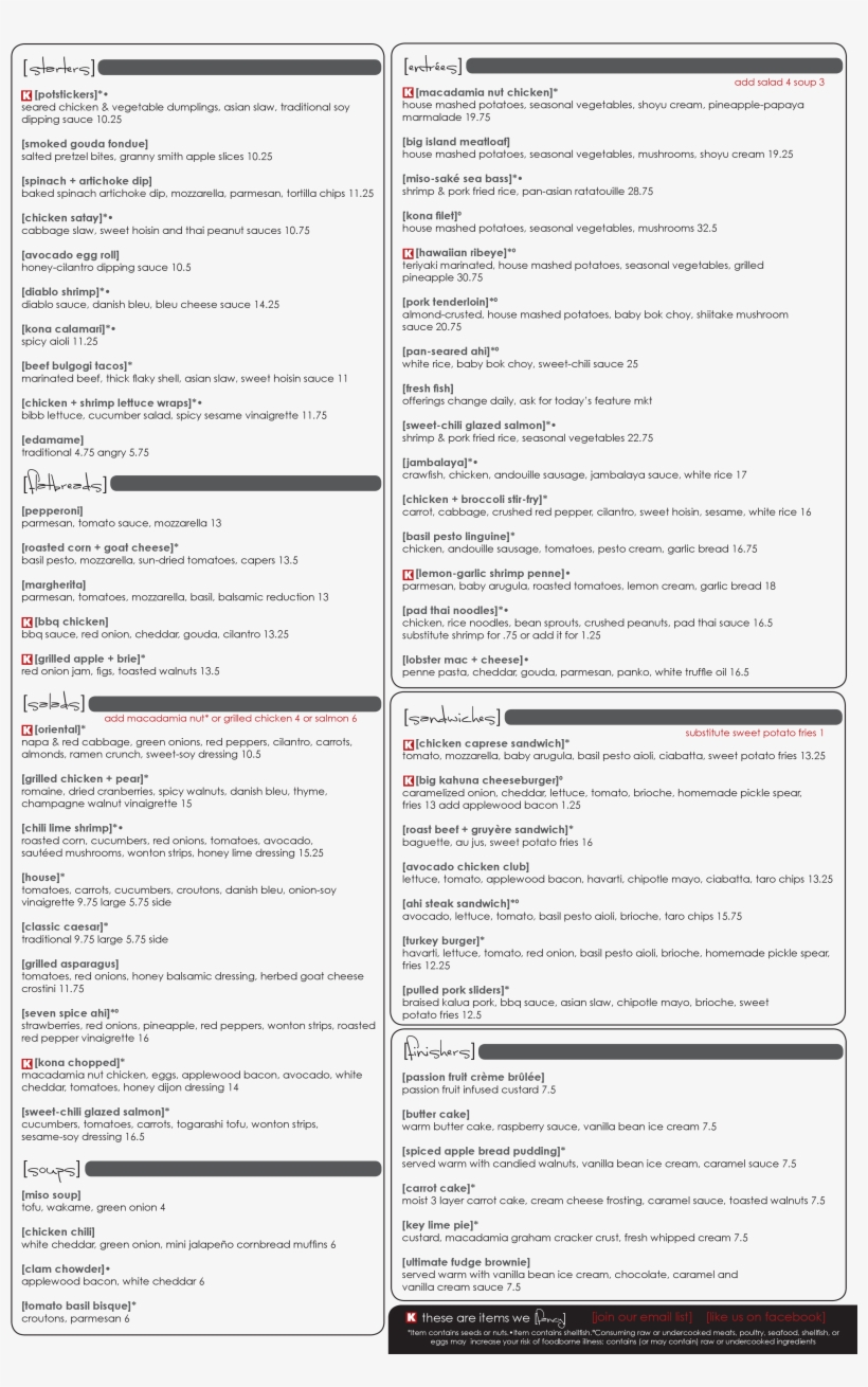 Kona Grill Menu, transparent png #6716943