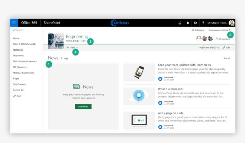 Responsive Team News Page Office 365 Groups, transparent png #6728688