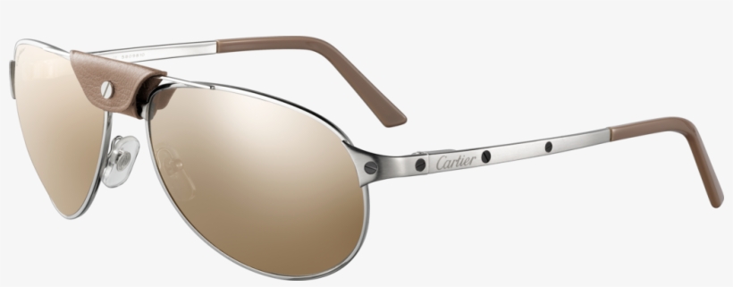 Cartier Santos Dumont Aviator Platinum Wood Sunglasses, transparent png #6738098