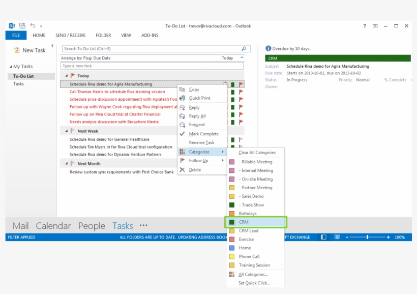 Sync Tasks Using The Crm Category In Outlook, transparent png #6747258