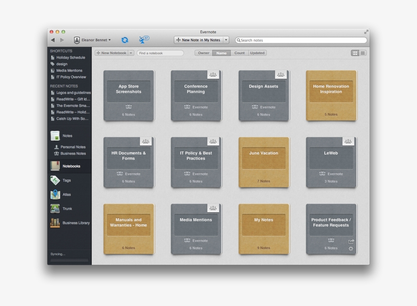 Evernote Business Separates Notebooks Into Personal, transparent png #6755778