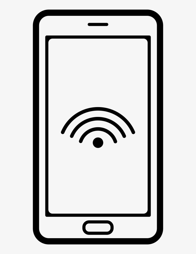 Mobile Phone Outline With Wifi Connection Sign On Screen, transparent png #6759006