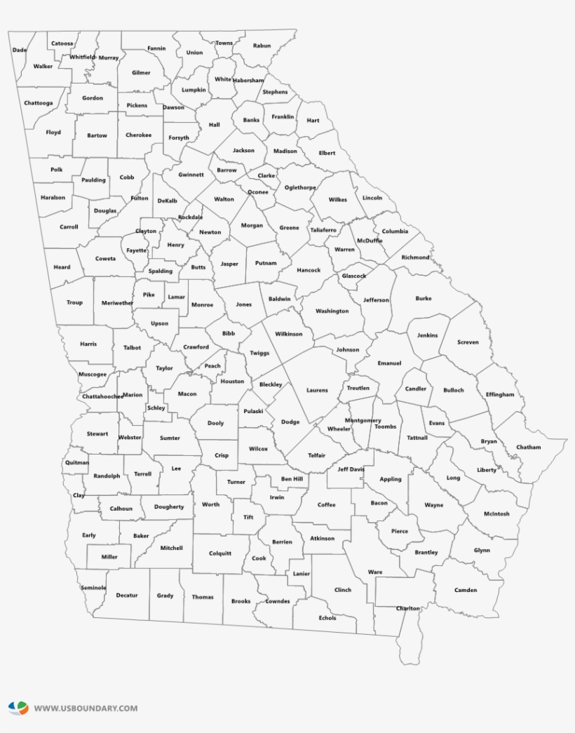 Georgia Map With Counties Georgia Counties Outline Map - Free Transparent Png Download - Pngkey