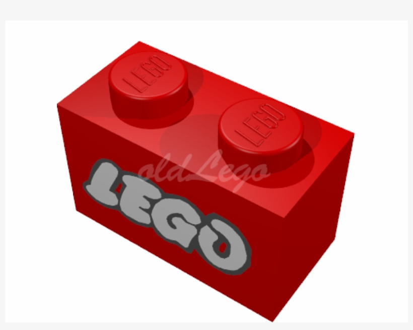 Brick 1 X 2 With White Old Style Lego Logo With Black, transparent png #6775875