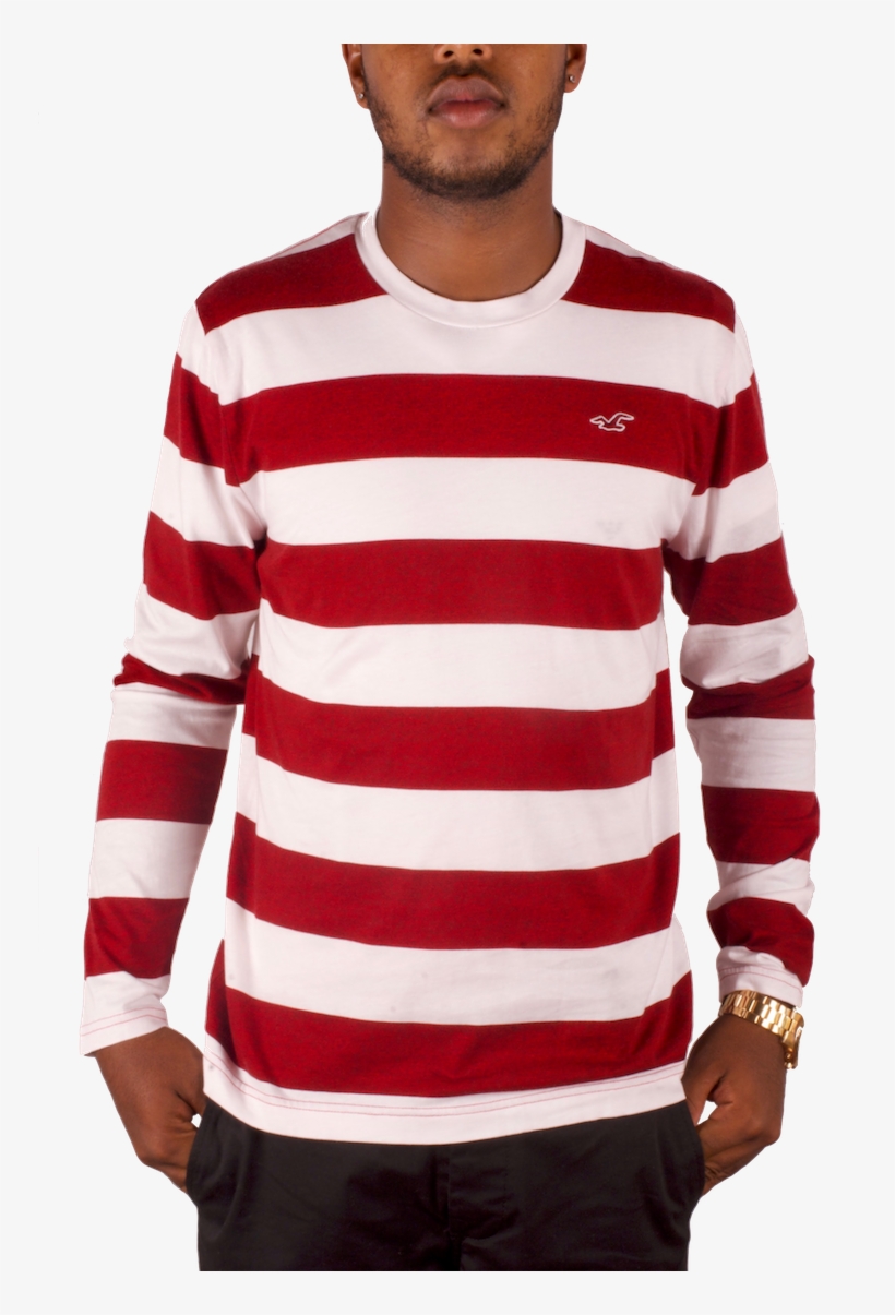 Hollister Stripe Crew Tshirt Red Stripe, transparent png #6781764