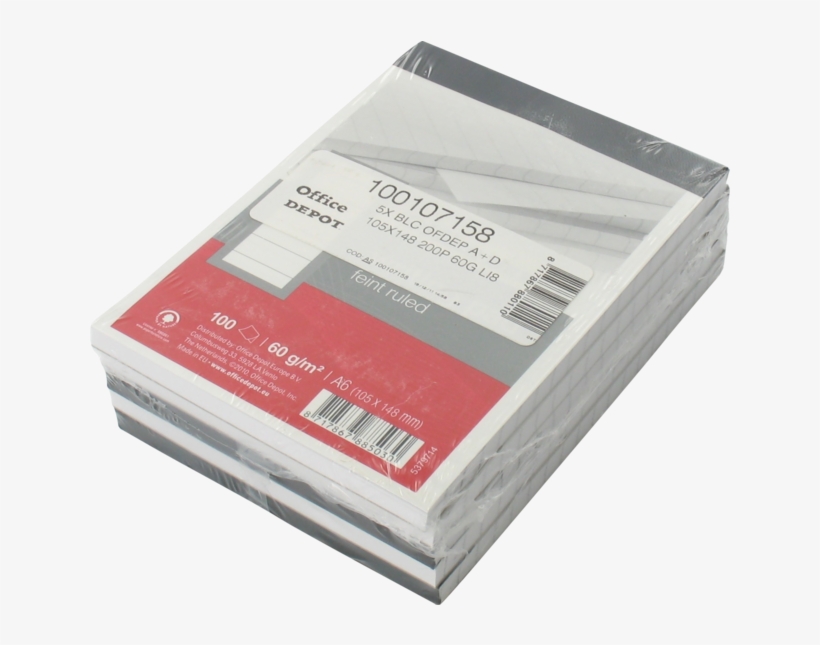 Office Depot Schrijfblok, Papier, Gelinieerd, A6, 105x148mm,, transparent png #6785673