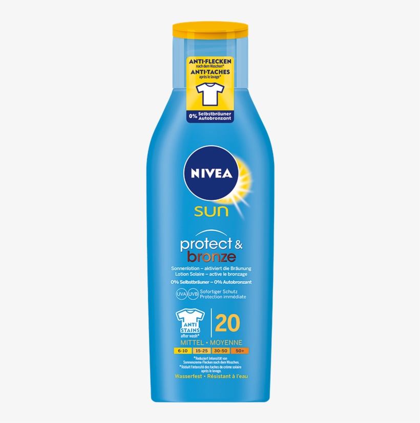 Nivea Sun Lotion Solaire Protect & Bronze Fps 20 Active, transparent png #6798996