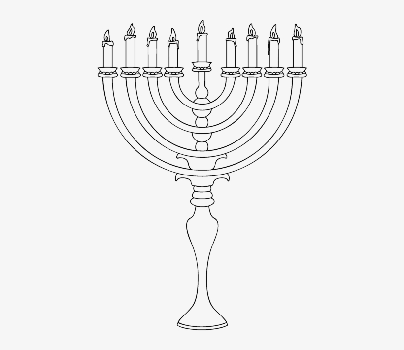 High Candle And Very Beautiful Of Menorah Coloring - Coloring Book, transparent png #680301