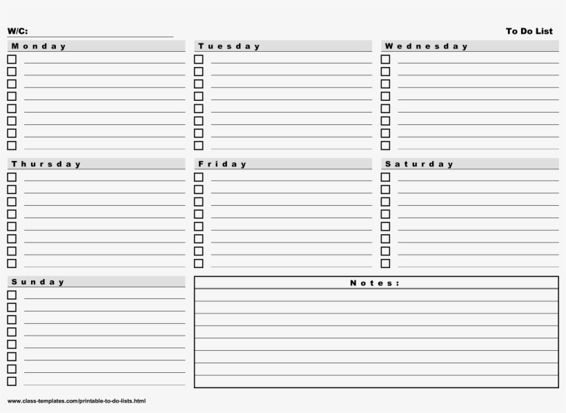 7 Day Weekly Schedule Template from www.pngkey.com