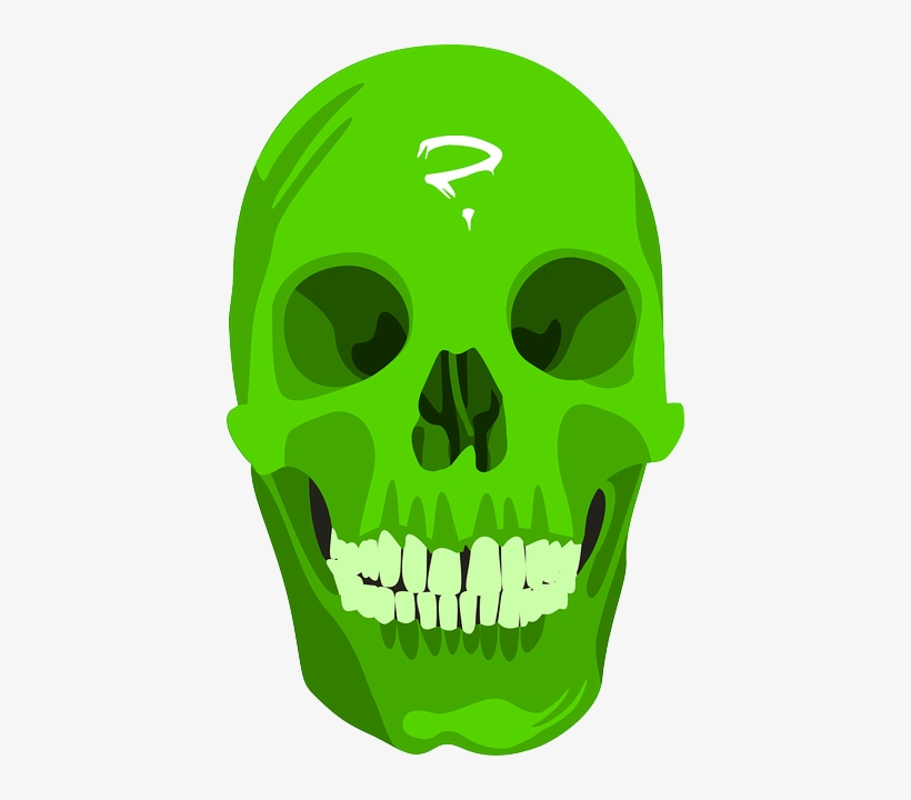 Green, People, Skull, Bones, Halloween - Green Skull Png, transparent png #680493