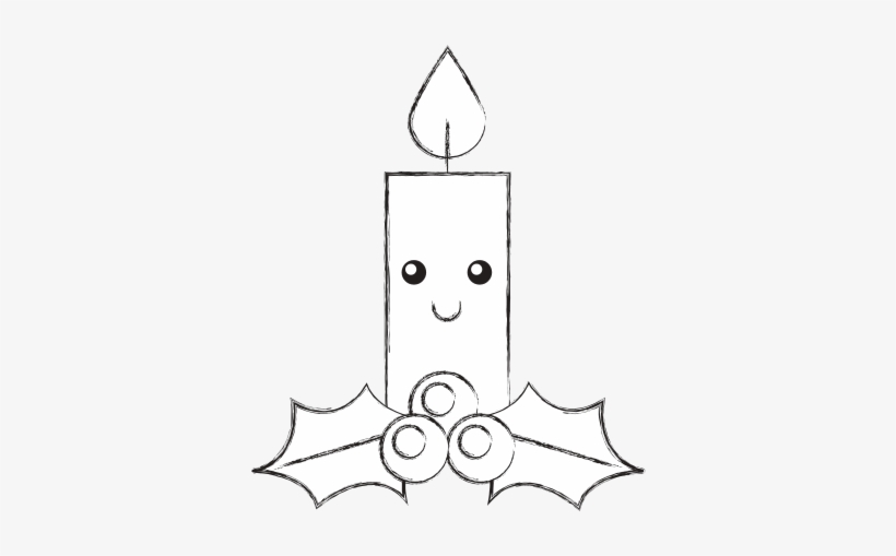 Kawaii Christmas Candle Funny Cartoon Celebration - Drawing, transparent png #680784